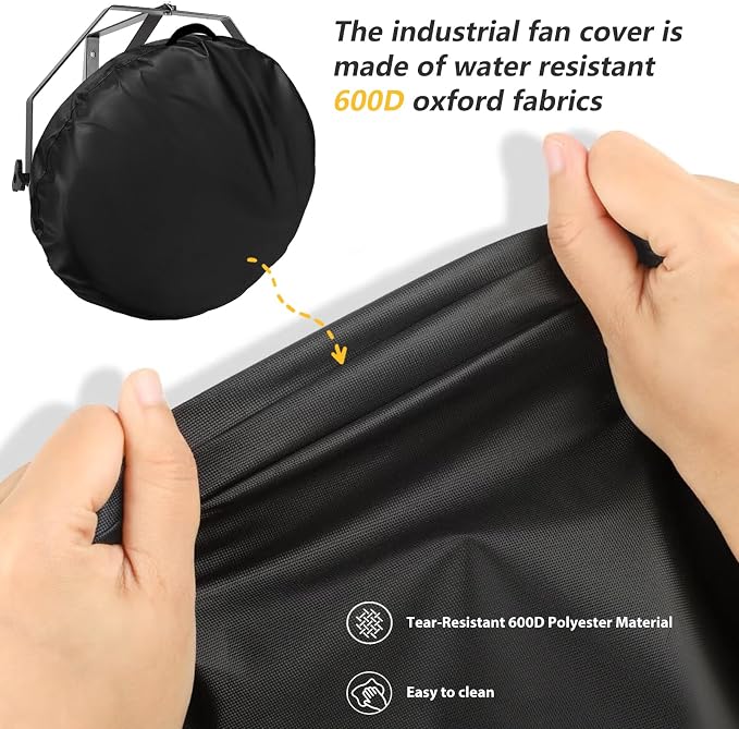Bitubi Wall Mount Fan Cover, 18-20 Inch Waterproof Outdoor Wall Mounted Fan Cover, Heavy Duty 600D Oxford Dustproof Protective Fan Covers (Black)