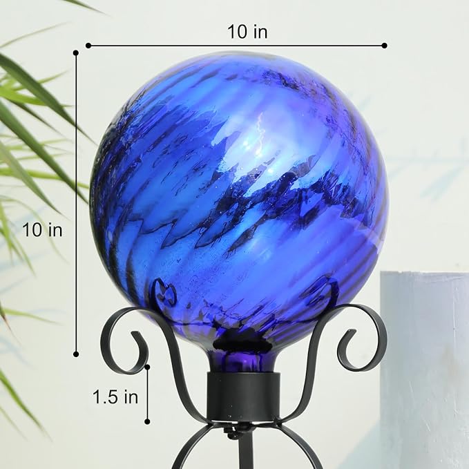 VCUTEKA Gazing Ball, Garden Mirror Gazing Globe for Outdoor Yard Decor, 10" | Garden Globes, Glass Mirror Polished Hollow Ball Reflective Garden Sphere for Home Garden Lawn Outdoor Yard Decorative