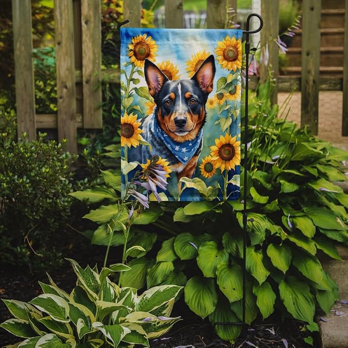 Caroline's Treasures DAC6013GF Australian Cattle Dog in Sunflowers Garden Flag Mailbox Flag Decorative Yard Flag Banner Outside Patio Artwork Yard Flower Beds, Garden Size, Multicolor