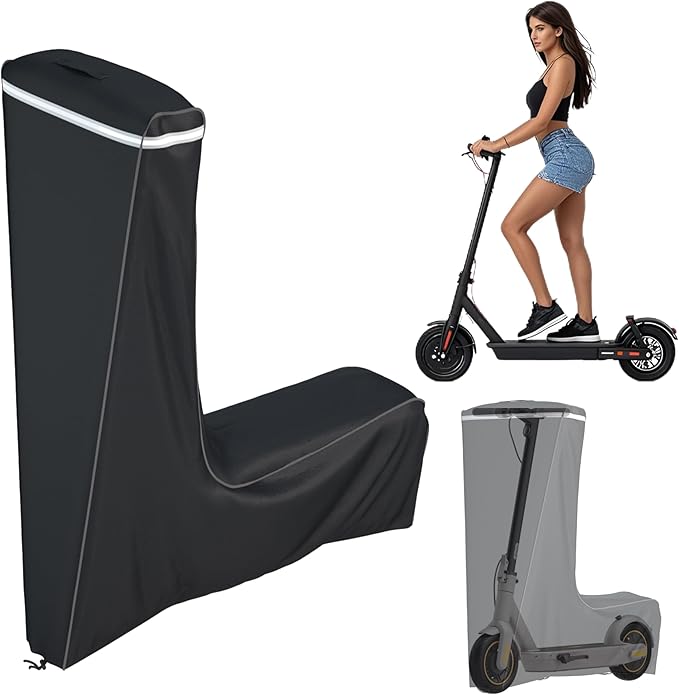 Electric Scooter Cover, Outdoor Waterproof and Dustproof Scooter Cover, Adults/Kids Electric Scooter Storage cover, Universal Electric Scooter - L45x W24x H47 Inch, Black