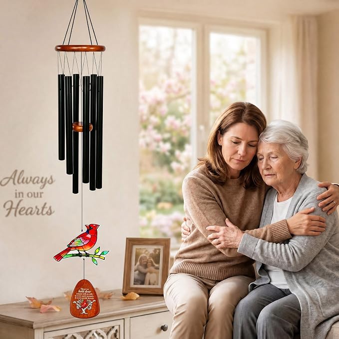 Cardinal Wind Chimes for Outside,36" Memorial Wind Chimes for Loss of Loved One,Sympathy Gifts for Loss of Mother/Father,Cardinal Gifts for Women
