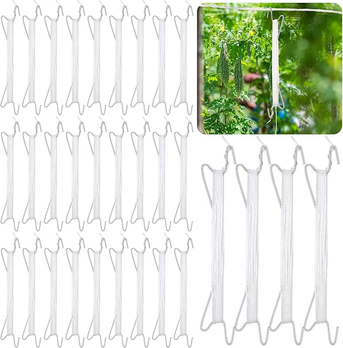 Rtteri 30 Pcs Plant Climbing Hooks Tomato Support J Hooks Garden Hooks for Plant Greenhouse Flower Vine Crop Trellis Kit