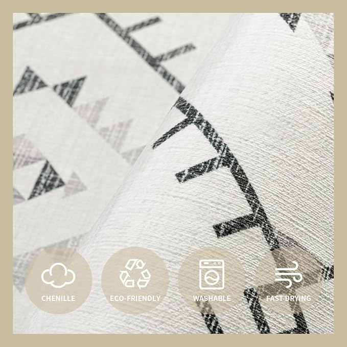 ILANGO Area Rug 5'x7' for Living Room Bedroom Washable Moroccan Boho Rugs for High Traffic Area Non Slip & Non-Shedding Rugs Fade Resistant Carpet for Kitchen Office (White)