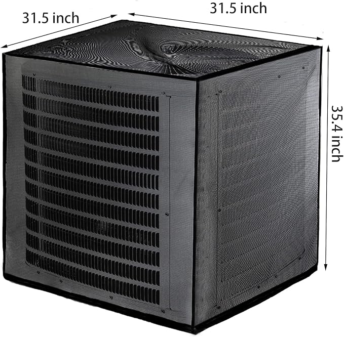 Nicunom Air Conditioner Cover, All Seasons Full Mesh AC Cover for Outside Unit Adjustable Outdoor AC Defender Covers Protect from Clogging of Debris, 31.5"x31.5"x35.4"