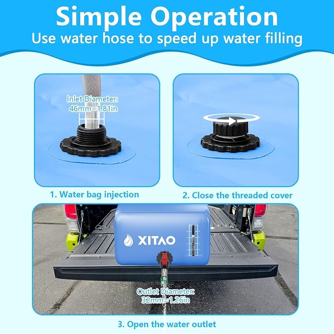 XITAO Water Bladder Storage Containers, Water Tank Foldable Portable Water Storage,Water Storage Bag Containers for RV, Camping, Garden, Irrigation, Drought Resistance, Firefighting