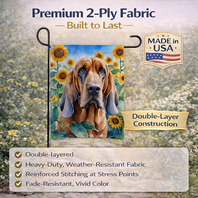 Caroline's Treasures DAC6029GF Bloodhound in Sunflowers Garden Flag Mailbox Flag Decorative Yard Flag Banner Outside Patio Artwork Yard Flower Beds, Garden Size, Multicolor