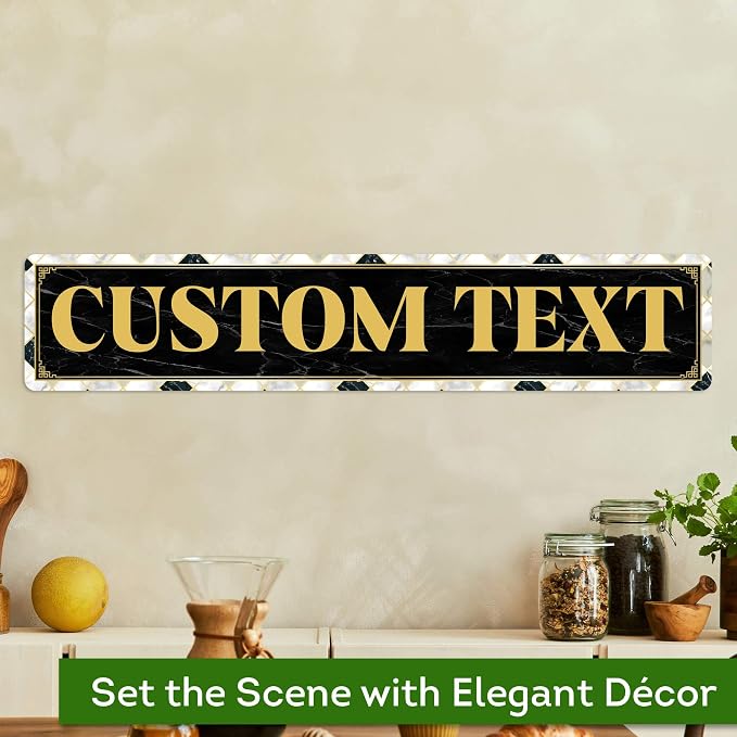 Custom Sign, Custom Street Sign, 11 Font Colors, 13 Font Styles, 4 Hole Options, 22 Sizes, 6x30 Inches, Rust Free DiBound, Fade Resistant, Made in USA by My Sign Center (Marble Tile)