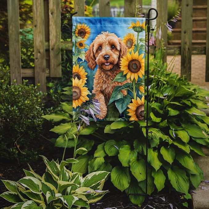 Caroline's Treasures DAC6057GF Cockapoo in Sunflowers Garden Flag Mailbox Flag Decorative Yard Flag Banner Outside Patio Artwork Yard Flower Beds, Garden Size, Multicolor