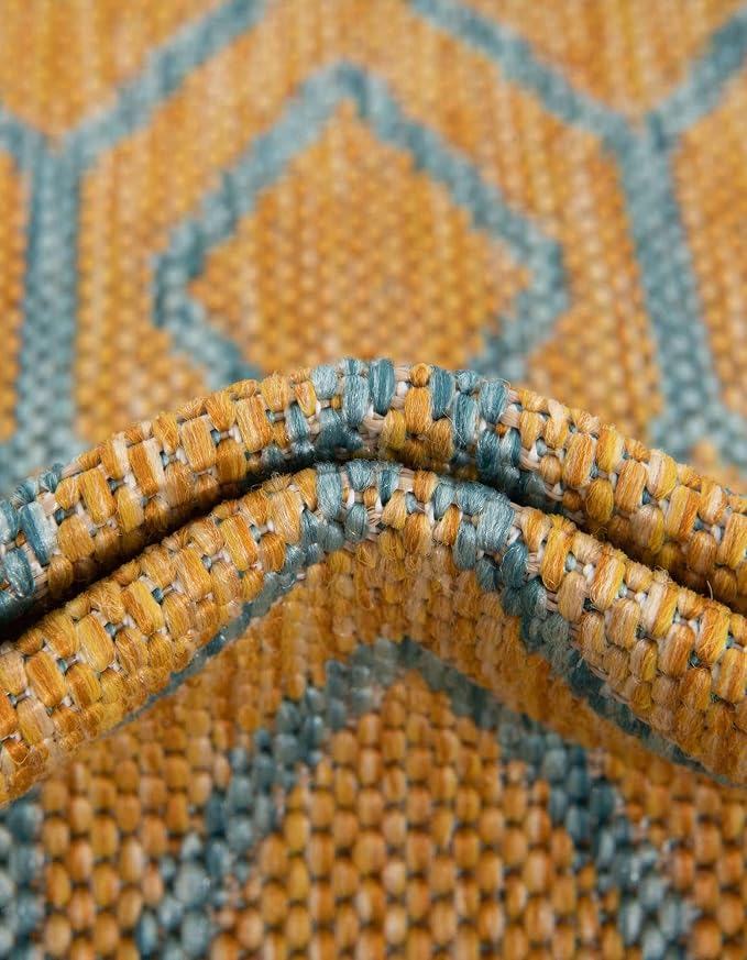 Jill Zarin Outdoor Collection Area Rug - Turks and Caicos (2' x 8' Runner Yellow and Aqua/Light Blue)