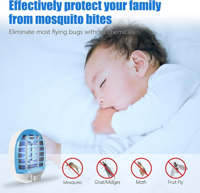 Bug Zapper Indoor, Electronic Fly Trap Insect Killer, Mosquitoes Killer Mosquito Zapper with Blue Lights for Living Room, Home, Kitchen, Bedroom, Baby Room, Office(2 Packs)