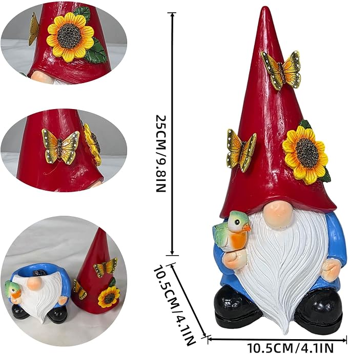 Key Hider Outdoor Garden Gnomes Statue Hide A Key Outside Gnome Figurine Decor for Yard Lawn Hidden Spare Key Holder Lock Box Red