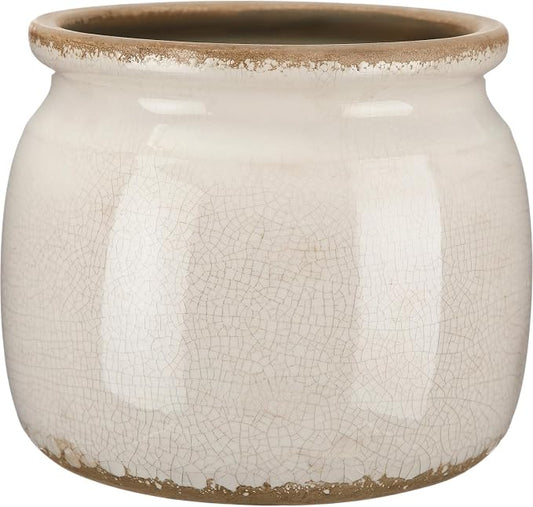 Vintage Planter Large Ceramic Plants Pot Pure Beige Vintage Crack Cottage Scroll Vase Flower Vase Pot Indoor Plants Home Decor Farmhouse Antique Decorative Gifts