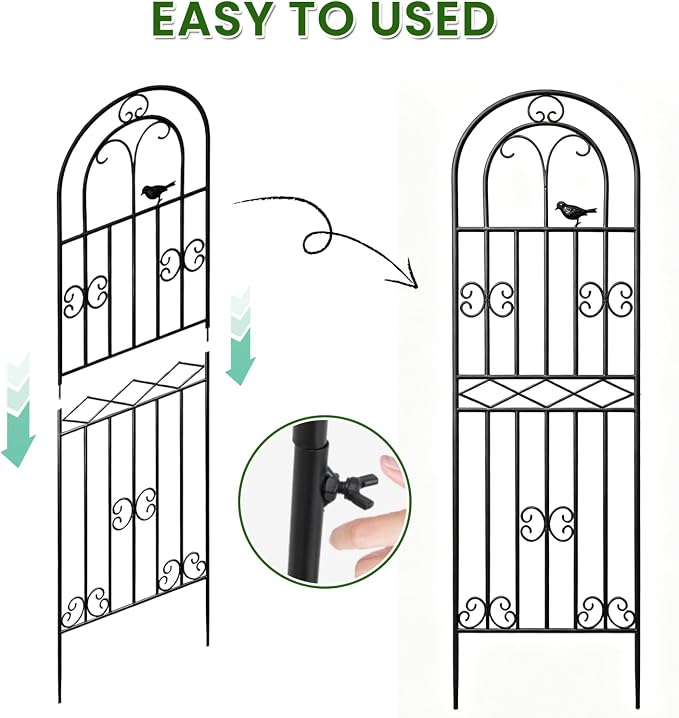 1 Pack 86.6" x19.7 Metal Gardon Trellis for Climbing Plants Flowers Outdoor, Rustproof, Heavy Duty, Black Coating Plant Support for Rose, Vines, Flowers, Perfect for Training Climbing Plants, Black
