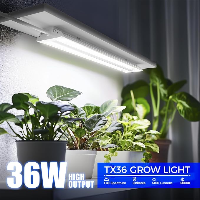 Barrina TX36 2FT LED Grow Light for Indoor Plants, 36W(200W Equivalent), High PPFD, 5000K Daylight Full Spectrum, Hanging Plant Light for Greenhouse Indoor Growing with On/Off Switch, Linkable, 1 Pack