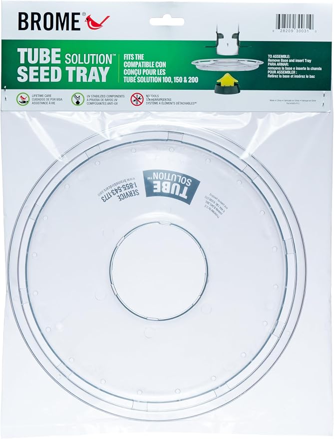 Brome Seed Tray – Compatible ONLY with Tube Solution 100, 150 & 200, Catches Spilled Seed, Reduces Waste, Extra Perching Space, Durable & Easy to Clean
