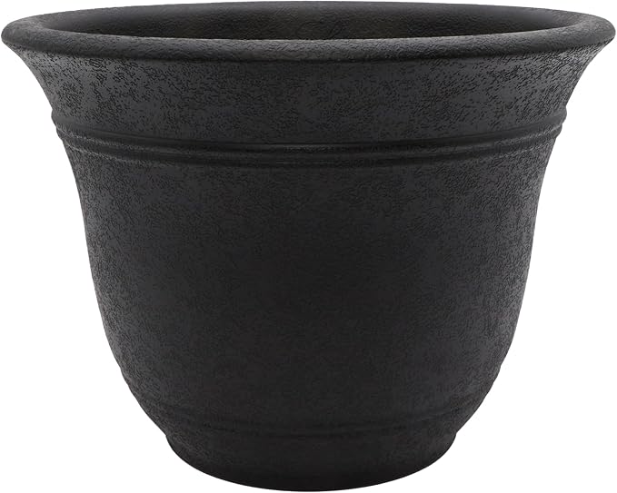 The HC Companies Sierra Round Self-Watering Pot - Lightweight Plastic Planter for Herbs & More - Durable Plant Pots for Indoor Plants & Outdoor Plants (7.5” Black Onyx, Pack of 1)