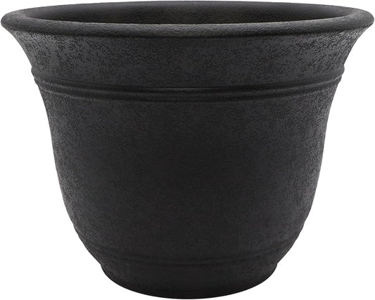 The HC Companies Sierra Round Self-Watering Pot - Lightweight Plastic Planter for Herbs & More - Durable Plant Pots for Indoor Plants & Outdoor Plants (7.5” Black Onyx, Pack of 1)