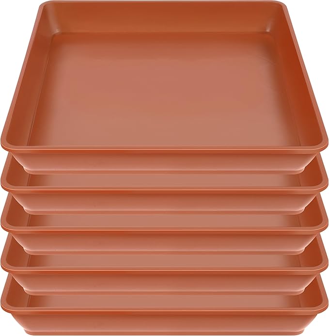 LWALRS 5 Pack Square Plant Saucer, Plastic Plant Water Dray Tray 6 Inch, Heavy Plant Trays for Pots, Planters for for Pots Base Indoors and Outdoors Plants.(6 inch, Terracotta