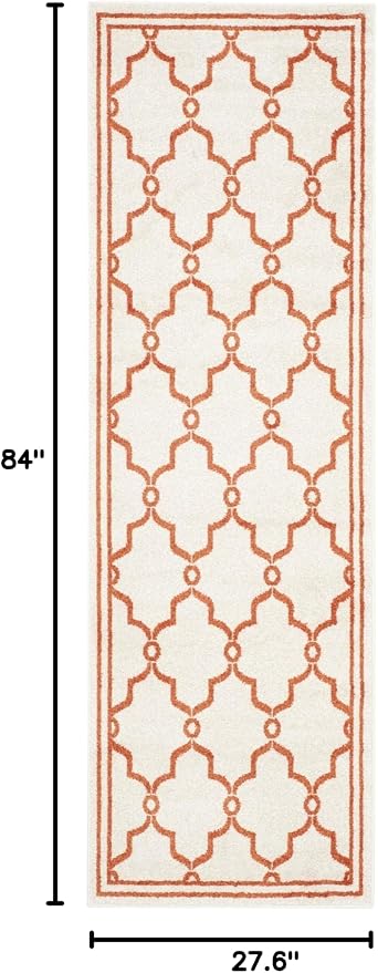 SAFAVIEH Amherst Collection Runner Rug - 2'3" x 7', Beige & Orange, Trellis Design, Non-Shedding & Easy Care, Ideal for High Traffic Areas in Living Room, Bedroom (AMT414F)