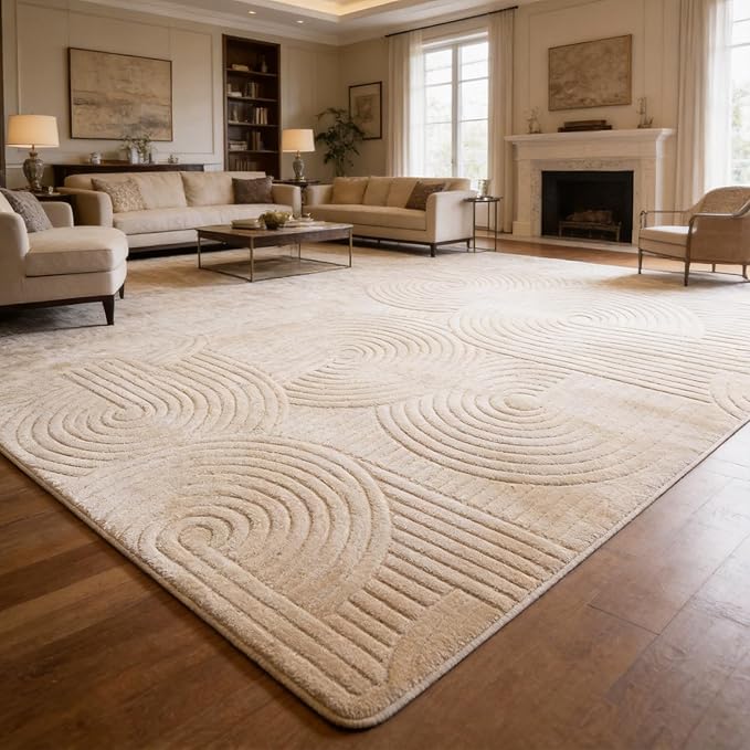 Brown Boho 8x10 Solid Color Area Rugs, Washable Rugs for Living Room | Ultra Soft Thick High-Low Pile Carpet, Fluffy, Non-Slip, Durable Rugs for Bedroom, Kids Room, Nursery, Apartment, Home Office