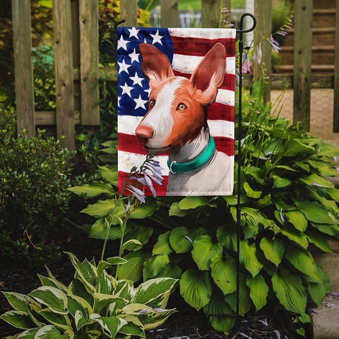 Caroline's Treasures CK6565GF Ibizan Hound Dog American Flag Garden Flag Mailbox Flag Decorative Yard Flag Banner Outside Patio Artwork Yard Flower Beds, Garden Size, Multicolor