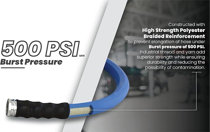 AG-LITE BSALONE15 1" x 15' Hot/Cold Water Rubber Garden Hose, 100% Rubber, Ultra-Light, Super Strong, 500 PSI, 50F to 190F Degrees, High Strength Polyester Braided, 2x Water Flow