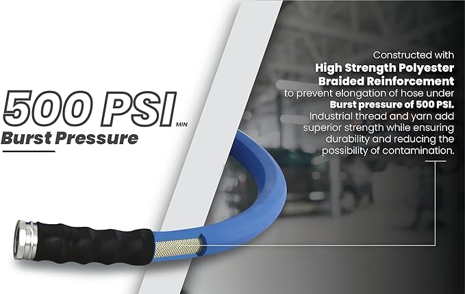 AG-LITE BSAL5806 5/8" x 06' Hot/Cold Water Rubber Garden Hose, 100% Rubber, Ultra-Light, Super Strong, 500 PSI, 50F to 190F Degrees, High Strength Polyester Braided