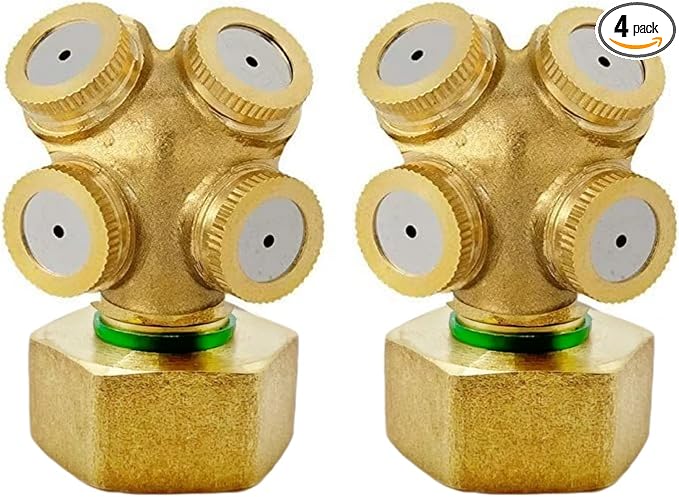 Misting Nozzle,Heavy Duty Garden Hose Nozzle, Adjustable Water Spray Pattern From Powerful Jet To Mist,Ideal For Misting Delicate Plants (4-Hole, 4)