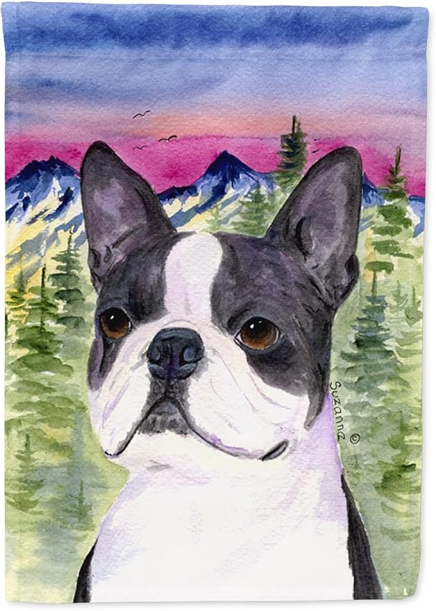 Caroline's Treasures SS8339GF Boston Terrier Garden Flag Mailbox Flag Decorative Yard Flag Banner Outside Patio Artwork Yard Flower Beds, Garden Size, Multicolor