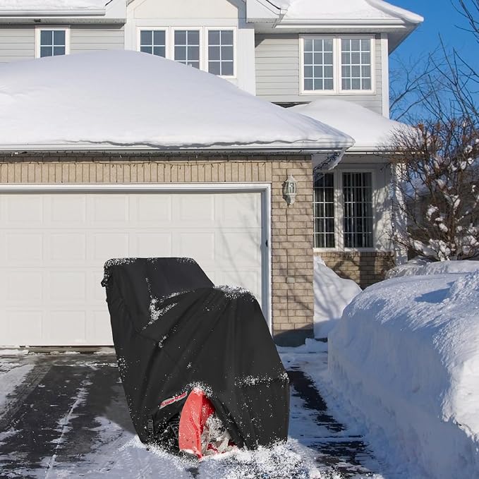Porch Shield Snow Blower Cover – Outdoor Snowblower Cover Waterproof Heavy Duty for Most Two Stage Snow Thrower 50''L x 30" W x 43" H Black