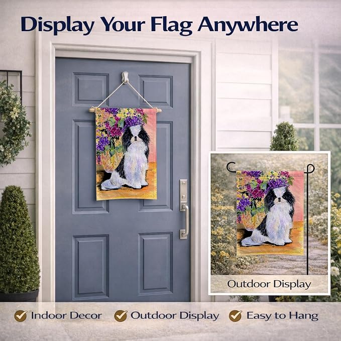 Caroline's Treasures SS8299GF Japanese Chin Garden Flag Mailbox Flag Decorative Yard Flag Banner Outside Patio Artwork Yard Flower Beds, Garden Size, Multicolor