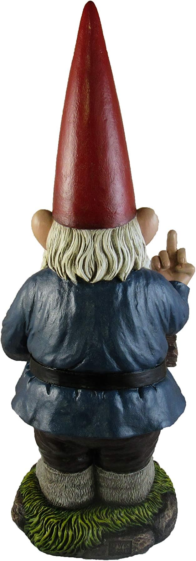 DWK Garden Gnome Statue, 17.5 Inch with Go Away Sign and One-Finger Salute | Take a Hike Un-Welcome Message, Hand-Painted Resin, Outdoor Porch or Garden Decor