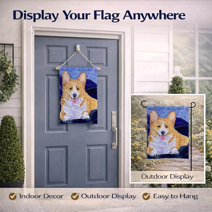 Caroline's Treasures SS8414GF Corgi Garden Flag Mailbox Flag Decorative Yard Flag Banner Outside Patio Artwork Yard Flower Beds, Garden Size, Multicolor