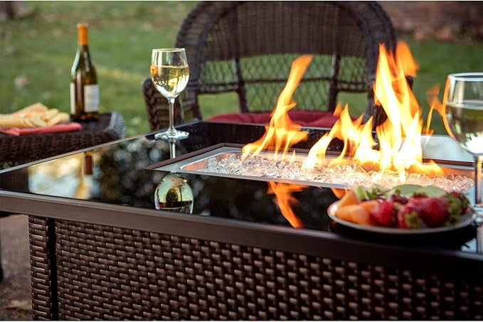 Endless Summer GAD17400SP Rectangular Outdoor Gas, Brown/Black Fire Table, Multi Color