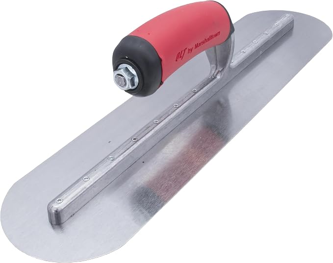 Marshalltown QLT Fully Rounded Concrete Finishing Trowel, 12 x 4 Inch, Soft Grip Handle, Assembled in USA, FTFR372R
