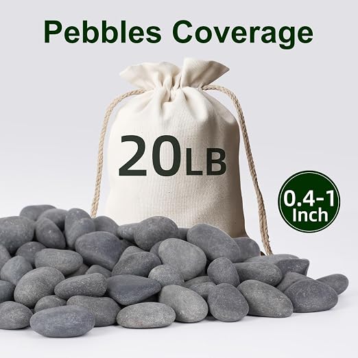 20 lbs Rocks for Outdoor Landscaping, 0.4-1 inch Aquarium Rocks for Fish Tank, Natural Decorative Garden Stone for Plants, Flower Pots, Vase, Walkways, Yard
