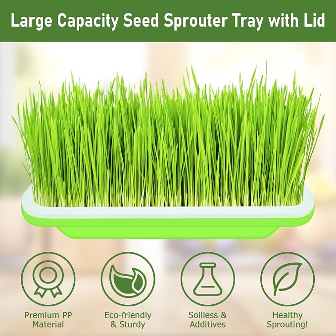 Legigo 10 Pack Seed Sprouter Trays- Soil-Free Cultivation Germination Tray, BPA Free Nursery Tray with Planting Paper for Indoors or Outdoors Sprouting Seeds, Grow Grass, Beans (Without Lids)