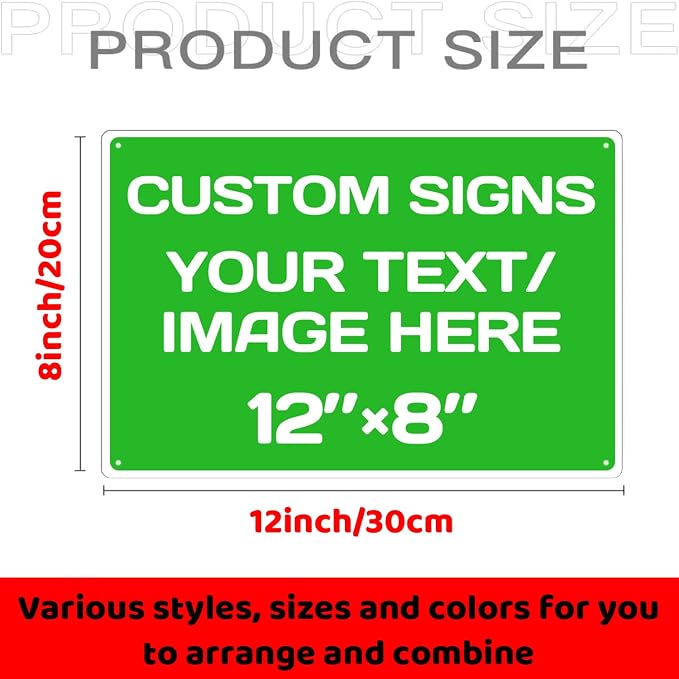 Personalized signs,Aluminum Weatherproof Metal Sign Multiple Sizes Custom Personalized Text And picture Here,hazard sign,garden sign,custom door sign,Customised business signs Green 12×8