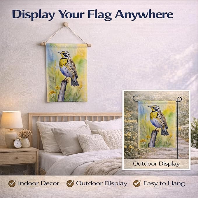 Caroline's Treasures Montana Western Meadowlark Garden Flag Mailbox Flag Decorative Yard Flag Banner Outside Patio Artwork Yard Flower Beds, Garden Size, Multicolor