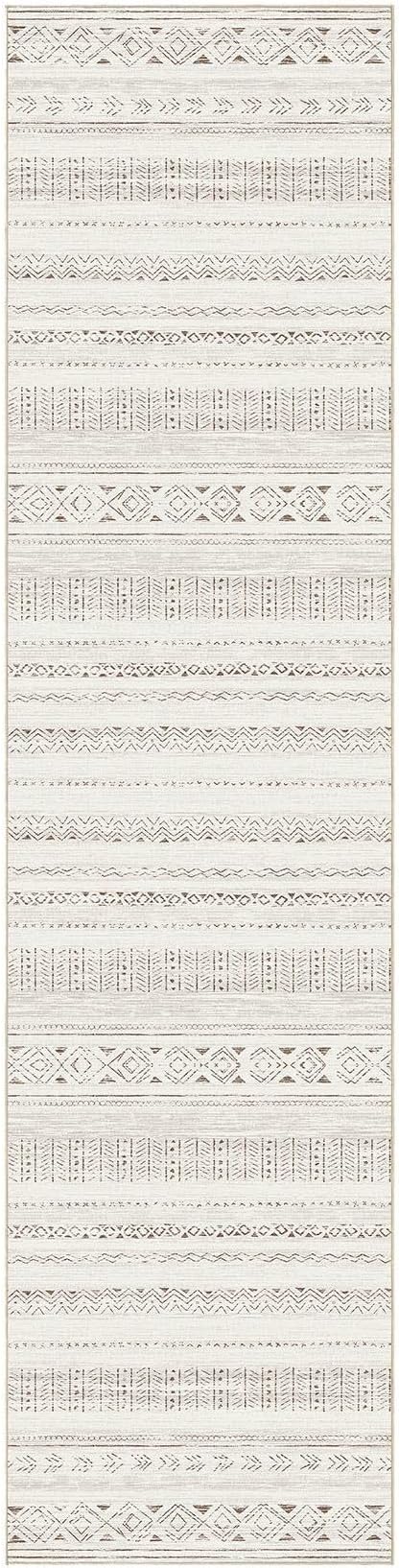 cotiled Hallway 2.6x8 Runner Rugs Washable Boho Moroccan Soft Rug | Stain Resistan Carpet for Entryway Kitchen Laundry Room Brown Cream