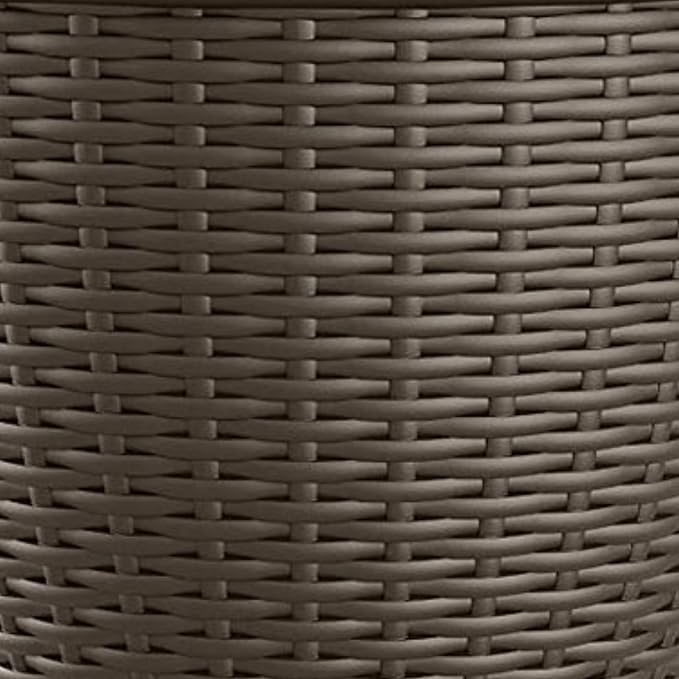 Suncast 2 Pack Wicker Planter w/Drillable Drain Holes, Decorative Indoor/Outdoor Pot, 18in, Java
