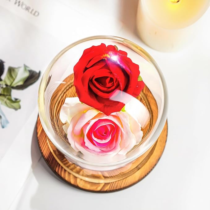 ZEERSHEE Glass Cloche Display Dome Decorative Glass Display Bell Jar with Wooden Base for Home Party Wedding Decor