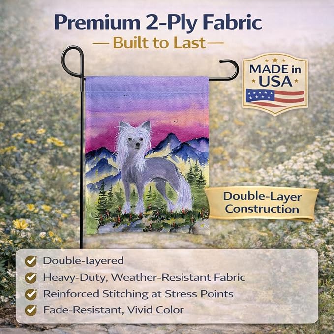 Caroline's Treasures SS8326GF Chinese Crested Garden Flag Mailbox Flag Decorative Yard Flag Banner Outside Patio Artwork Yard Flower Beds, Garden Size, Multicolor
