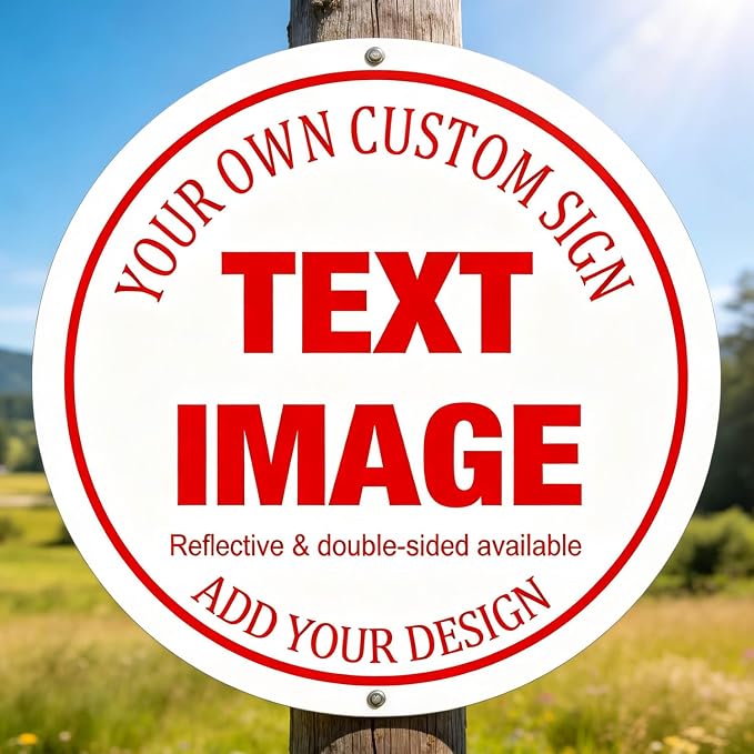 Custom Metal Outdoor Sign, 14x14 Inch Personalized Round Aluminum Design, Reflective Option, Rust-Free, Single/Double Sided for Salon Branding Tattoo Studio Wall Signs