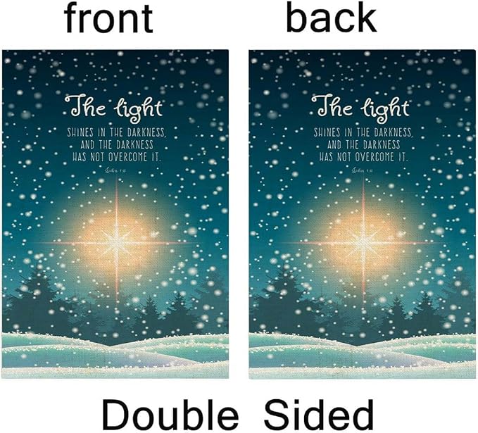 EMMTEEY Snow Burlap Garden Flag - 28x40 Double Sided Winter Landscape Forest Snowfall Outdoor Flag for Christmas Decoration
