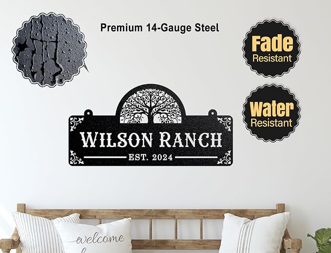 Custom Metal Farm Sign, Ranch or Farm Signs Indoor Outdoor， Personalized Metal Sign Ranch Name Sign, Ranch & Farmhouse Signs Wall Art Decor, Gifts, Housewarming Gift,