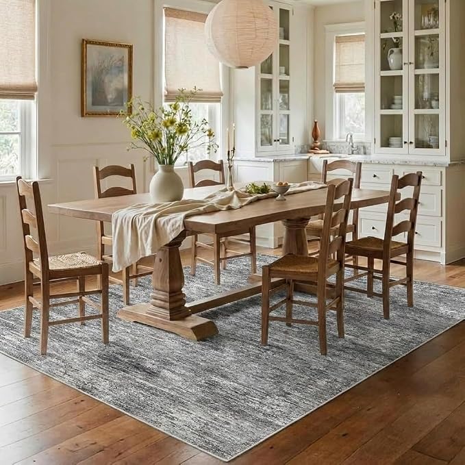 Garvee 10x13 Area Rugs for Living Room Solid Color Washable Rug, Light Grey | Non Slip Backing Non Shedding Low Pile Modern Neutral Stain Resistant Foldable Area Rug for Dining Room Bedroom Nursery