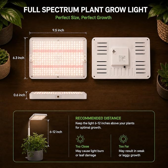 LED Grow Lights for Indoor Plants with Stand for Floor and Tabletop, Full Spectrum Plant Lights for Indoor Growing with Timer 4H/8H/12H, Grow Light with 3 Lighting Mode & 10 Dimmable Brightness.