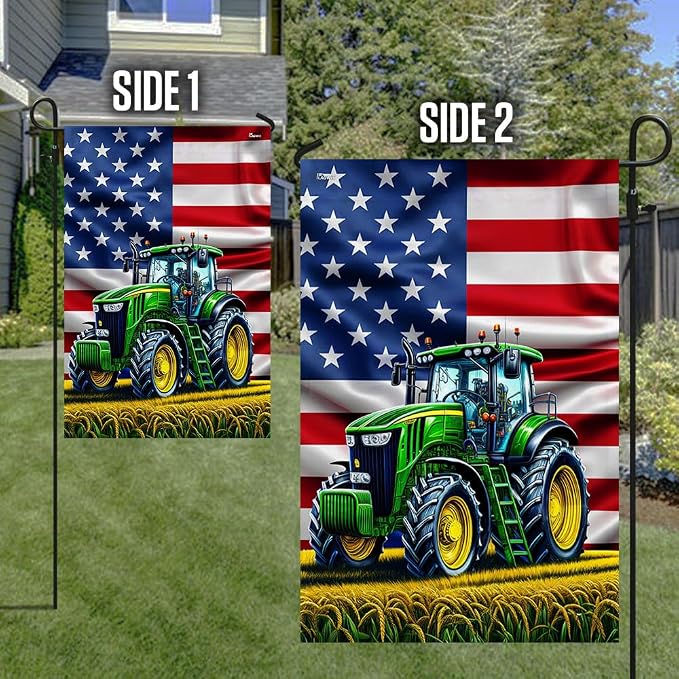 American Flag-Farm Tractor American Flag TPT1600Fv1, 3x5 ft. Flag-USA Flags Premium Polyester-Decorative Indoor Outdoor Flag
