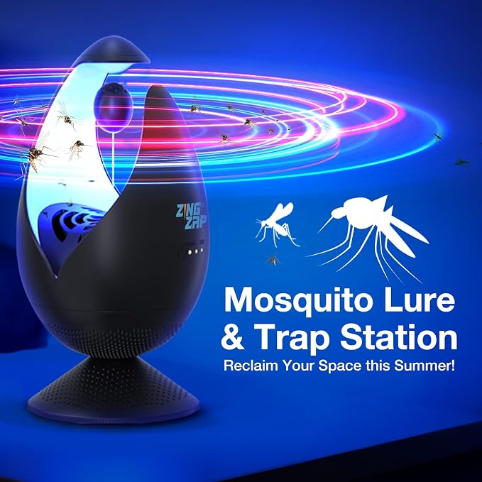 ZingZap Indoor Mosquito Trap Magic Magnet Double-Bait, 2X More Effectively Lures and Captures Mosquitoes & Gnats, Flying Insect Trap, Dusk/Dawn Smart Auto-Switch, Non-Toxic and Safe
